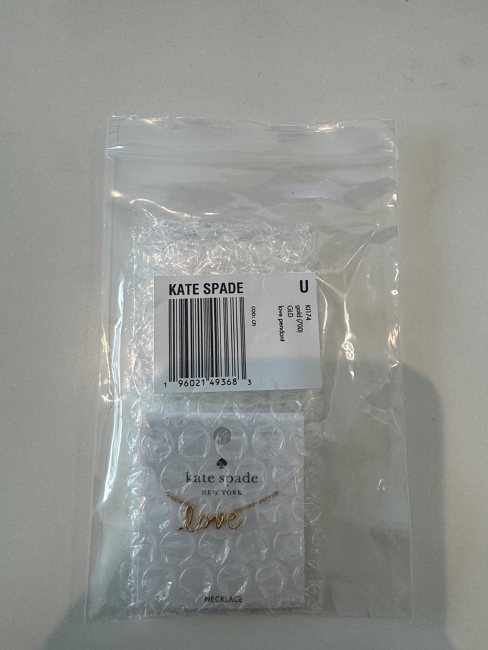 Brand new Kate Spade gold 'love' scripted pendant necklace - Picture 3 of 5
